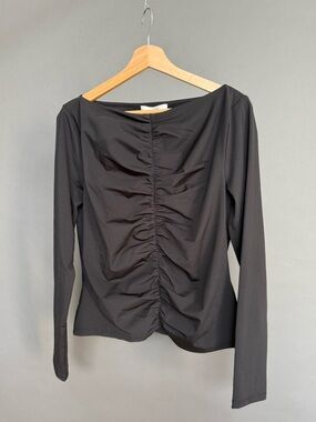 FRAME Black Ruched Long Sleeve Top NWT XL
